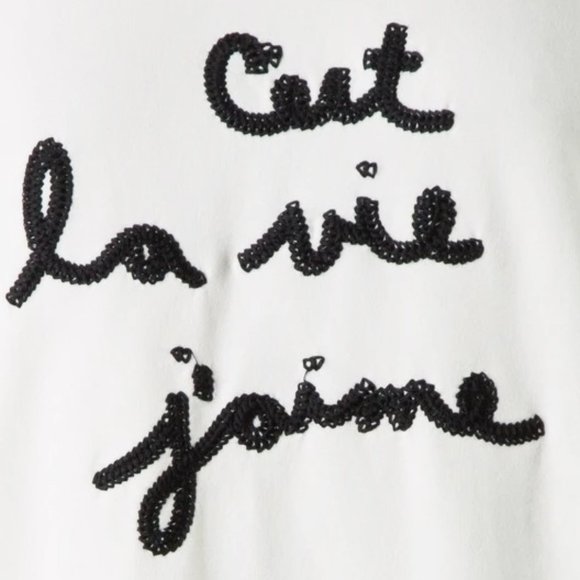 White Ivory C'est La Vie J'aime Cotton Sweatshirt - Picture 6 of 9
